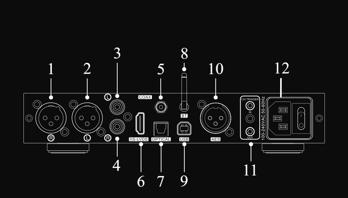TOPPING Centaurus dimensions and rear-panel connections